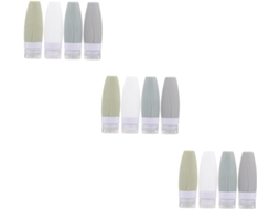 Conjunto De 12 Frascos De Silicone Recarregáveis Para Viagem, Recipientes Cosméticos À Prova De Vazamentos Para Loção E Gel