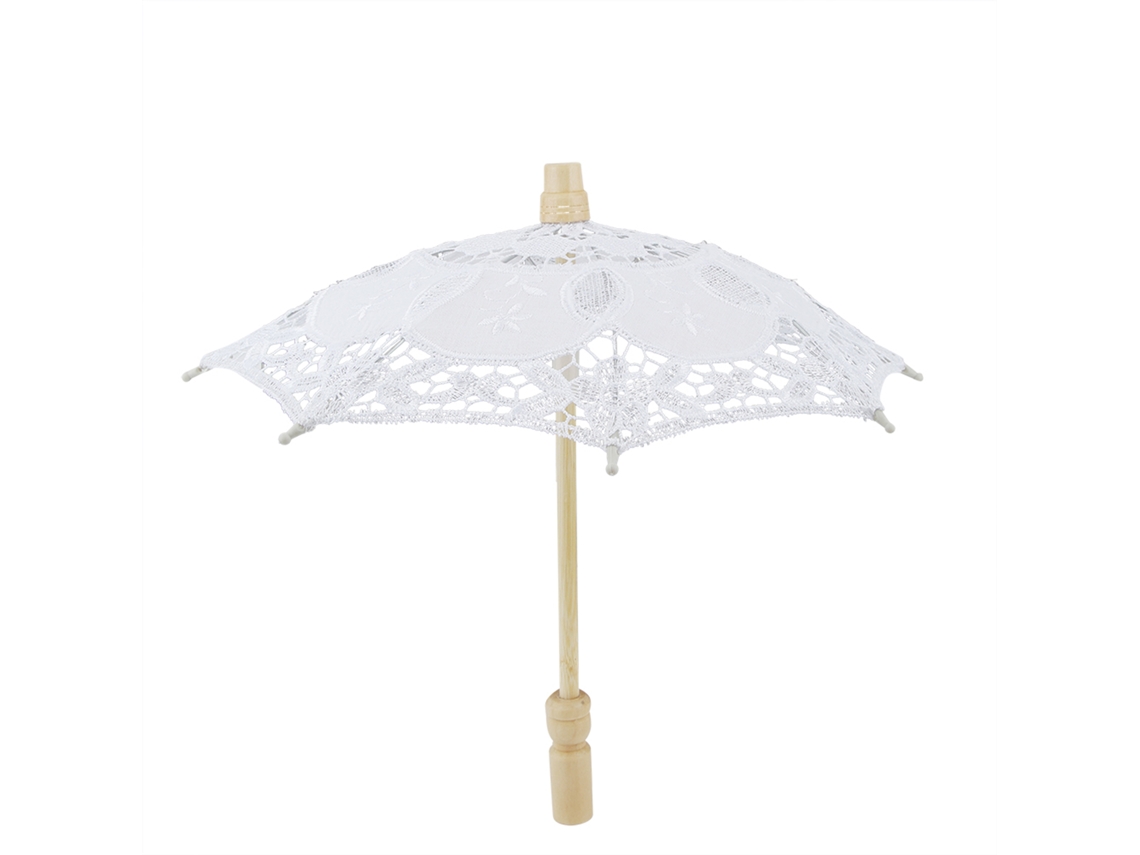 Guarda-sol de renda de casamento, bordado manual, algodão, para festas e fotos, branco | S/MARCA