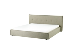 Cama De Casal Beliani Lestre De Linho Verde 221x221x95