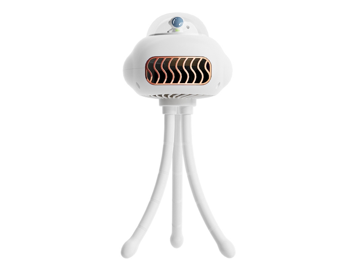 Ventilador De Mesa Recarregável De 1200mah Com Design Polvo E Conexão Usb, Possui Três Clipes Ajustáveis, É Silencioso E Econômico
