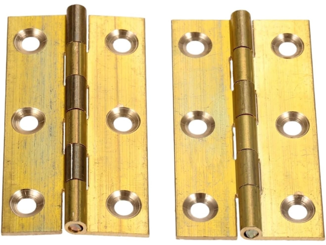 Conjunto De 10 Dobradiças Latão Com Parafuso, 4/6 Furos, Douradas,