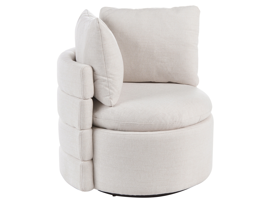 Sillón Giratorio Beliani Randers De Tela Blanco 79x72x62