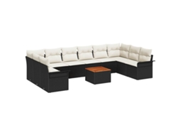 Maison Exclusive - Conjunto De Sofá De Jardim 11 Pcs Preto E Creme Vime Pe