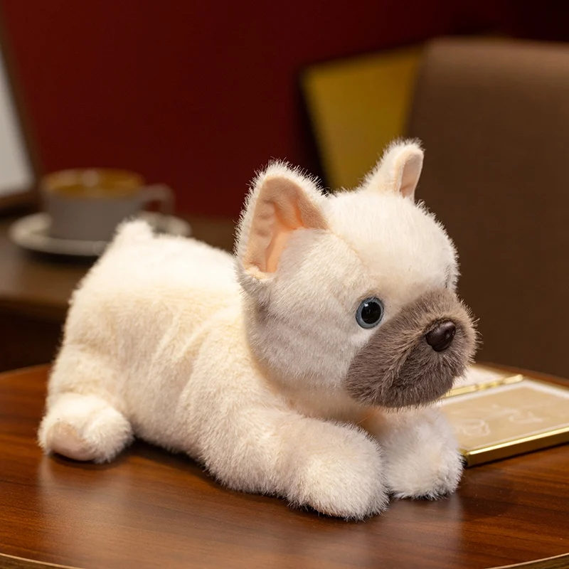 Brinquedo de Pelúcia Realista de Bulldog Reclinado de 30cm MDUG (branco, 30cm)