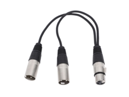 Cabo Divisor XLR Fêmea para 2 XLR Macho, 3 pinos, Y splitter, 30cm, OFC, para estúdio e palco