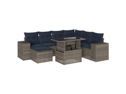 Conjunto de Sofá de Jardim, 8 Peças, Almofadas, Rattan Cinza MAISON EXCLUSIVE