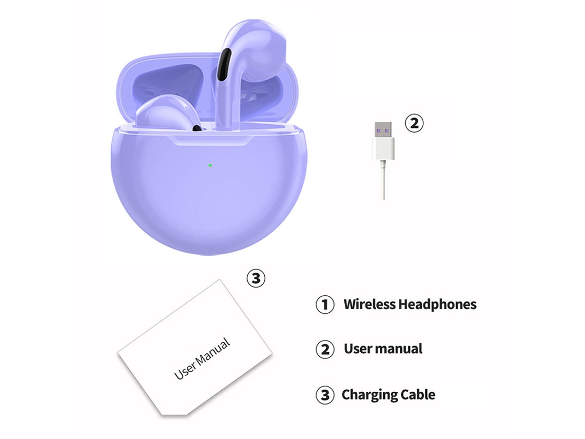 Fones de Ouvido Bluetooth , com Cancelamento de Ruído Sensível Ao Toque e Design Semi intra auricular. MDUG (roxos)