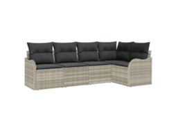 Conjunto 5 Conjunto De Sofá Modular Vidaxl Cinzento-claro Vime Pe (232,5 X 122,5 X 69 Cm)