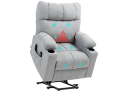 Apoio Para Levantar Poltrona Para Idosos, Função De Reclinação, Com Controle Remoto, 144 Cm X 91 Cm X 88 Cm, Cinza Claro.