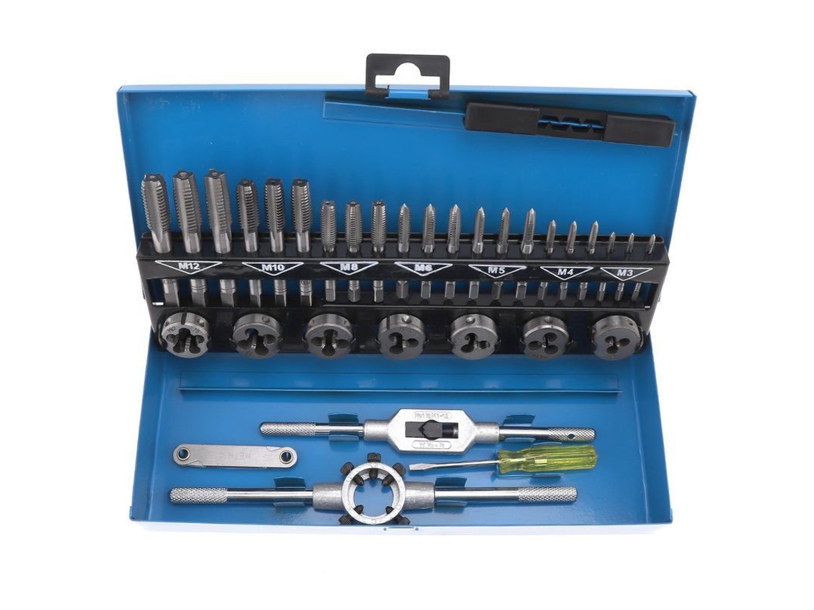 Kit De Brocas E Matrizes Métricas M3-m12, 32 Peças Com Trinquete Ajustável, Aço Liga Para Diy E Profissionais