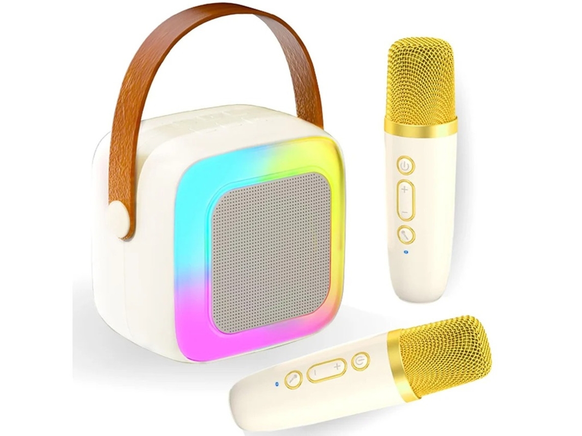Máquina Portátil De Karaokê Adultos Crianças Mini Alto Falante Bluetooth Karokê Com 2 Microfones Sem Fio E Luz Rgb Para Tv Doméstica Ktv P Yizhood