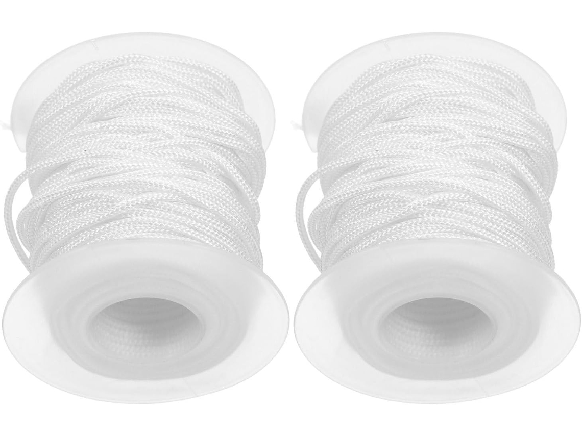 Pretyzoom 2-rolos De Cordão Poliéster Branco 2, 2mm, 20-metros, Reduz O Ruído E Proporciona Operação Silenciosa Para