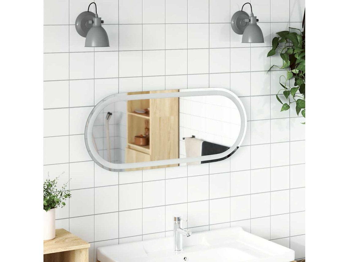 Vidaxl Espelho De Casa De Banho Com Luzes Led Oval 90x40 Cm