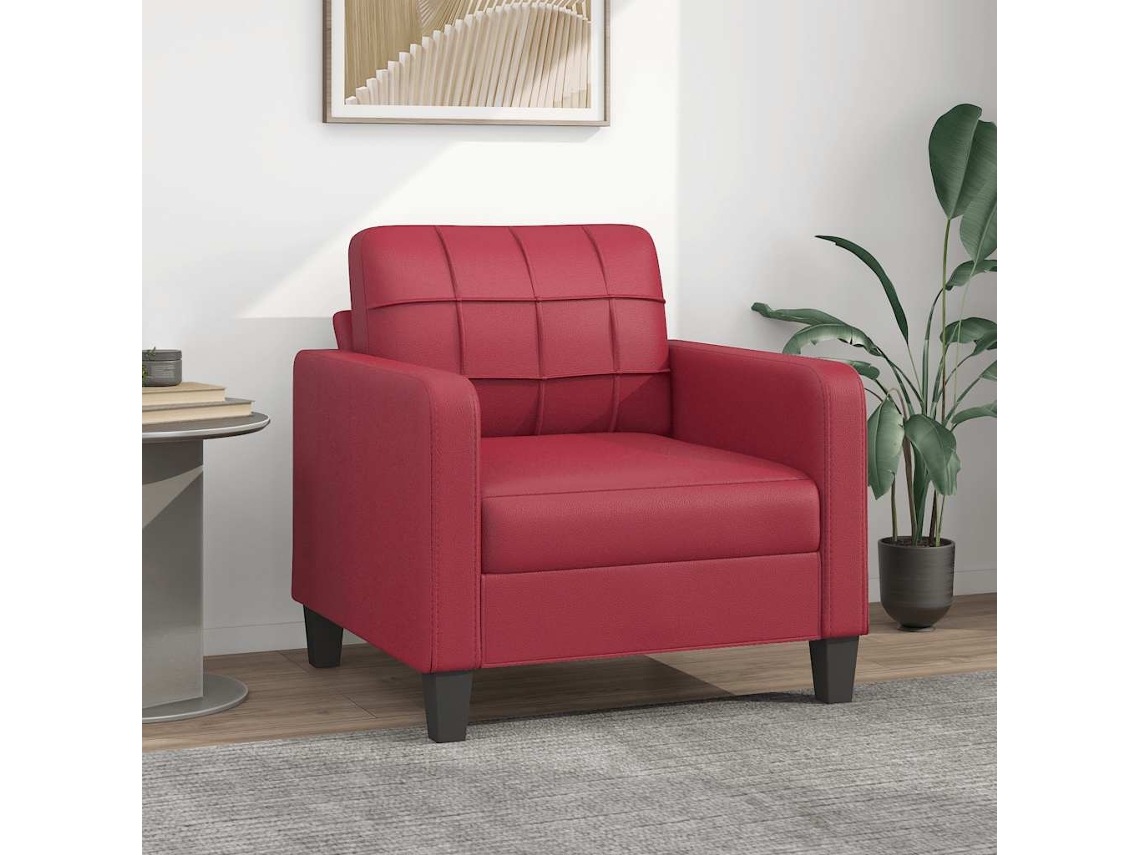 Vidaxl Poltrona 60 Cm Couro Artificial Vermelho Tinto