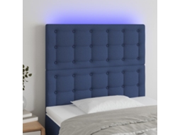 Cabeceira Cama C/ Led Tecido 80x5x118/128 Cm Azul