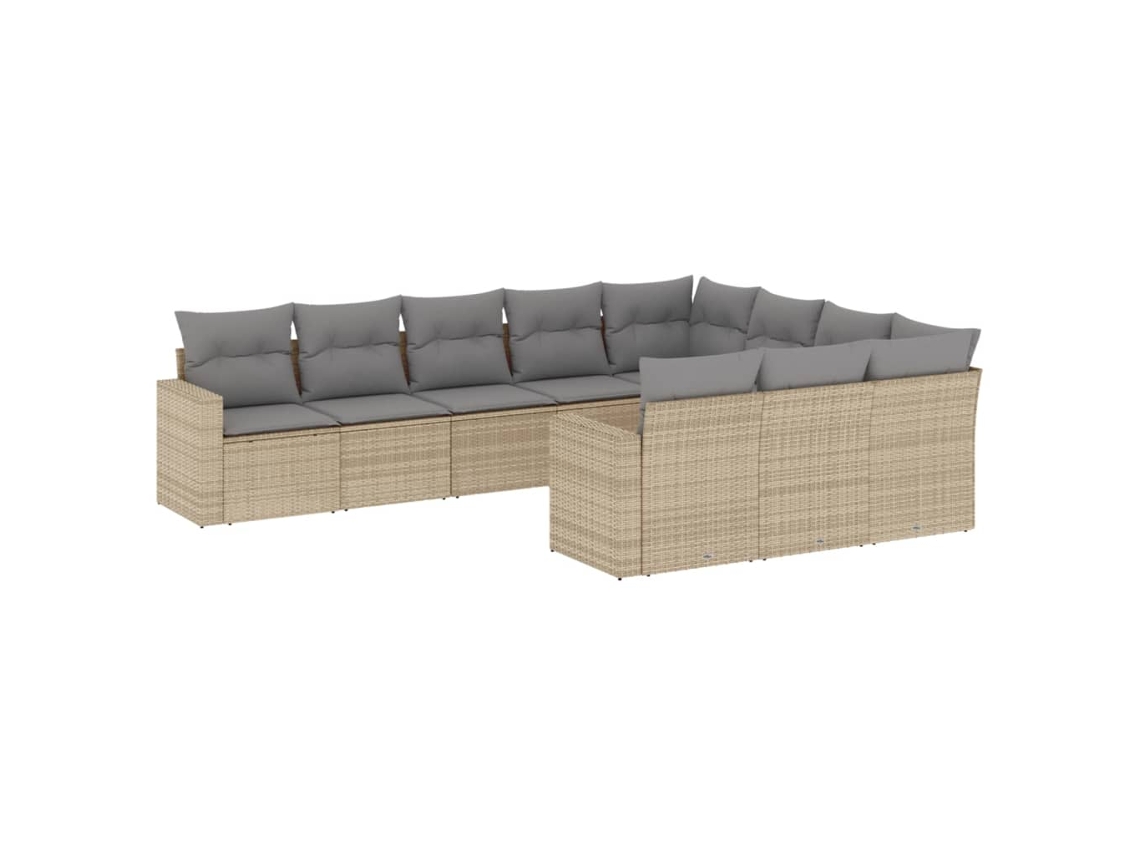 Maison Exclusive - 10 Pcs Conjunto De Sofás P/ Jardim Com Almofadões Vime Pe Bege