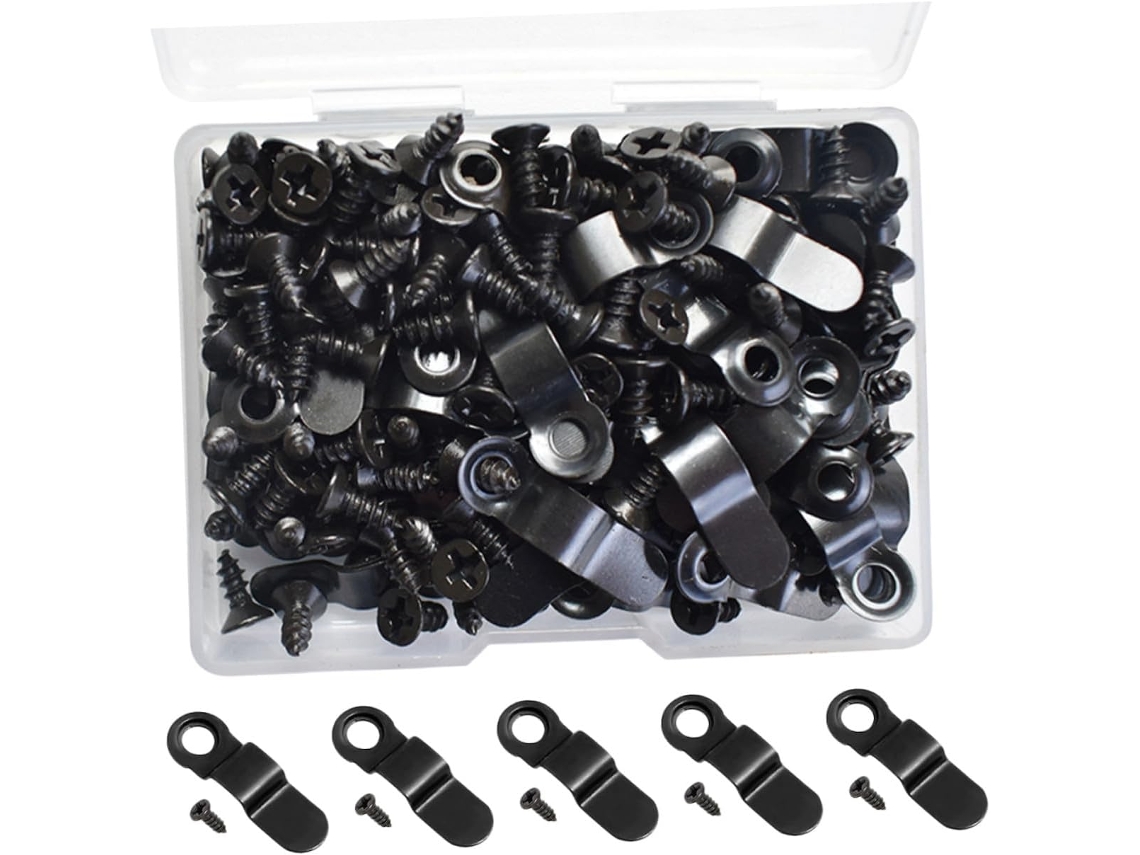 Conjunto 100 Puxadores Giratórios Ferro Preto Molduras Fotos Práticos Fixar Quadros Acessórios Versáteis GOKOCO