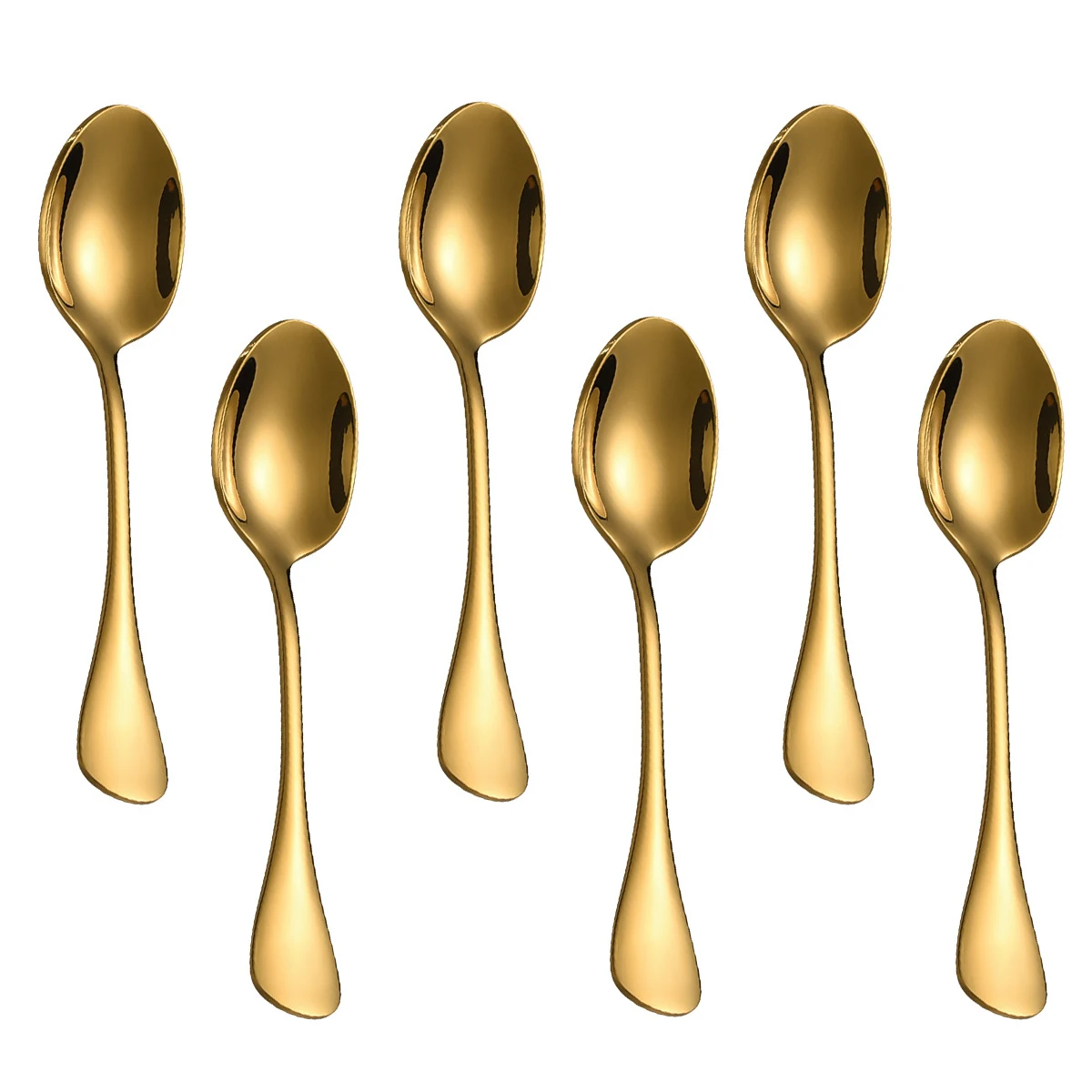 Conjunto de 6 Colheres de Aço Inoxidável: para Café, Sobremesa e Chá, Além de Mini Colheres Douradas. MDUG (dourado)