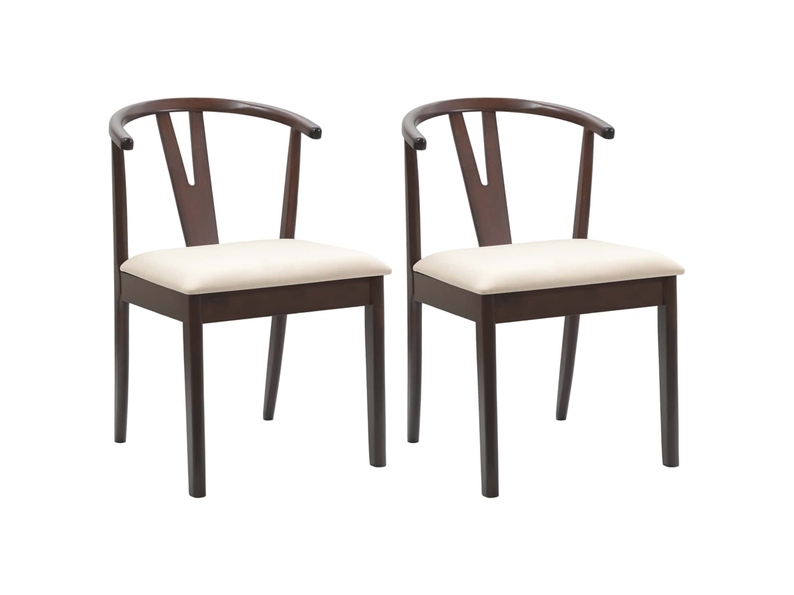 Conjunto 2 Cadeira De Jantar Vidaxl Castanho Madeira De Seringueira Maciça (50.5 X 61 X 80.5 Cm)