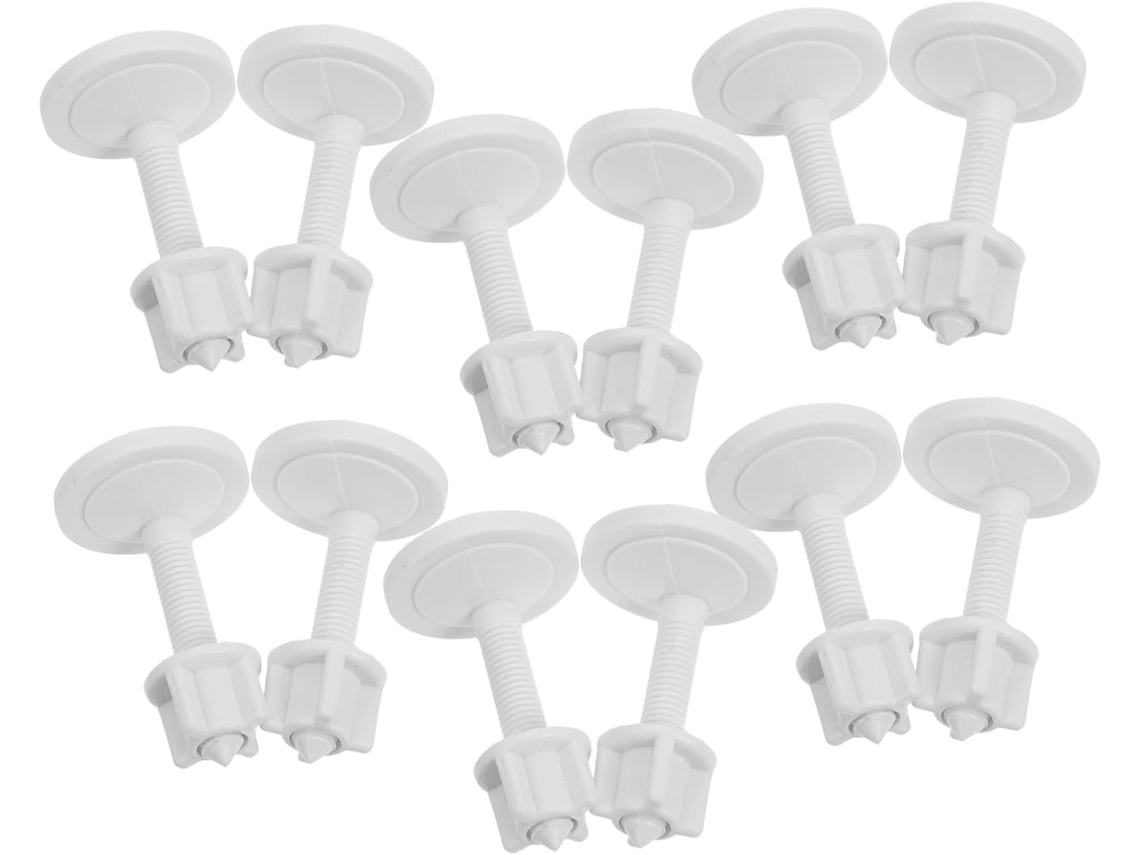 Kit De Parafusos E Porcas Plástico Branco Para Assento Vaso Sanitário, 12 Peças, Conexão Sólida E Substituição Rápida