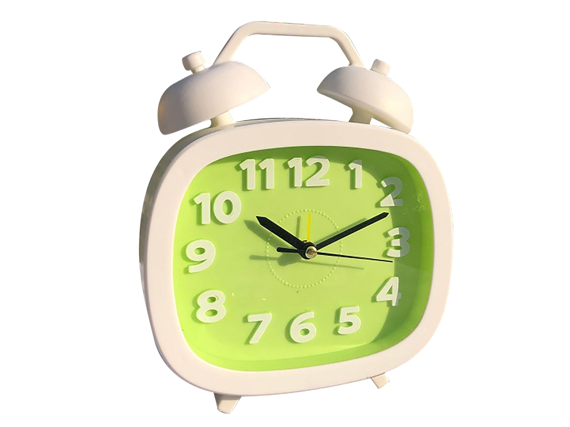 Relógio Alarme Infantil Estudante Diy Bateria Verde Duplo Sino