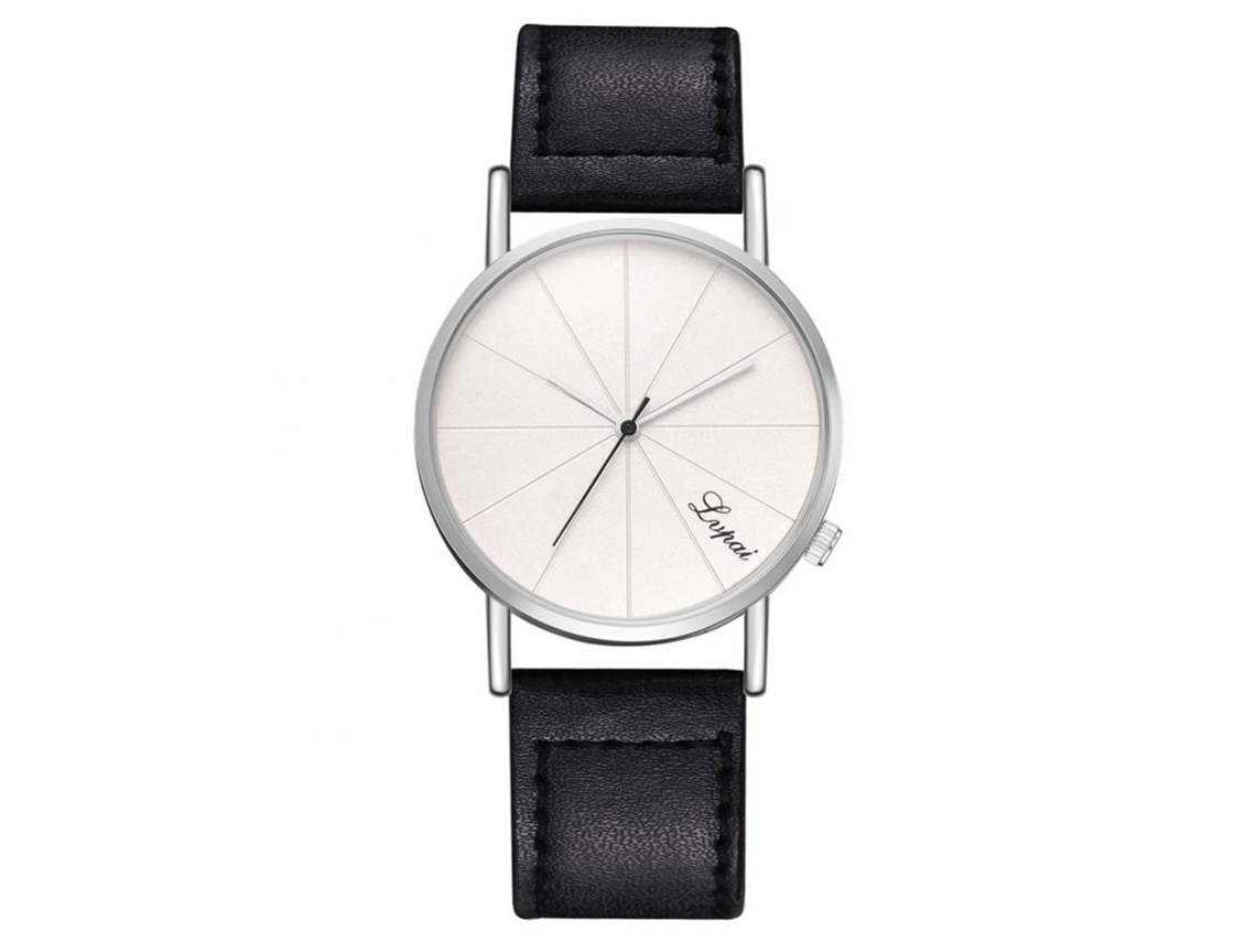 Relógio de pulso masculino Lvpai Business Quartz com pulseira de PU (pulseira preta, mostrador branco)