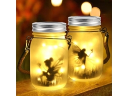 luminárias Solares para Exterior, 2 Unidades, Jarros de Vidro, À Prova D'água, Decoração Jardim (branco Quente)