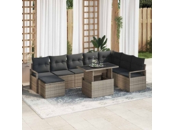 Vidaxl Conjunto De Sofá De Jardim 9 Unid. Cinzeto Rattan Sintético