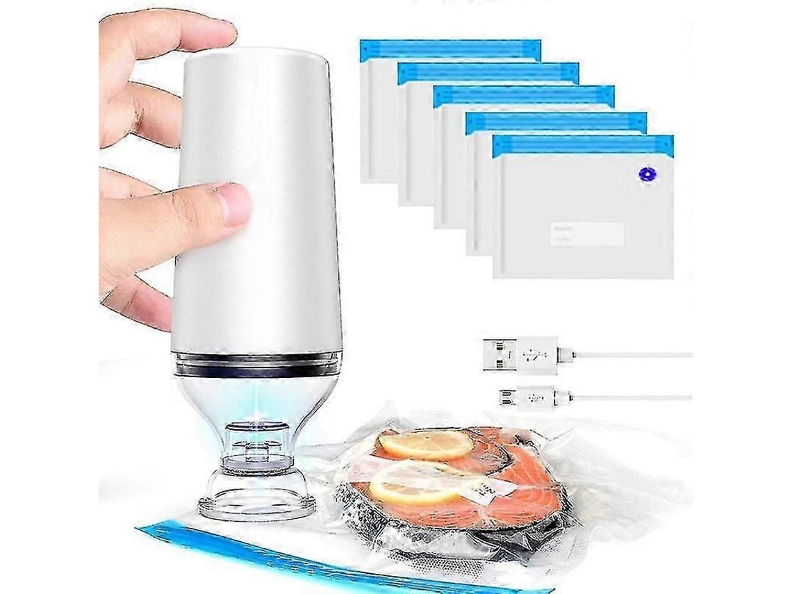 Bomba De Selagem A Vácuo Portátil Para Conservação Alimentos Frescos - Inclui Sacos Com Fecho Hermético Sem Bpa