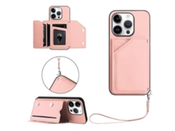 Capa Para Iphone 16 Pro Com Suporte Para Cartão E Alça De Pulso