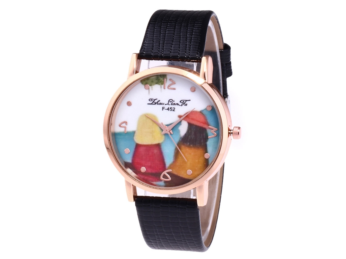 Reloj De Pulsera De Cuarzo Para Mujer Zhoulianfa Con Dial Redondo Y Correa De Piel Pu Negra