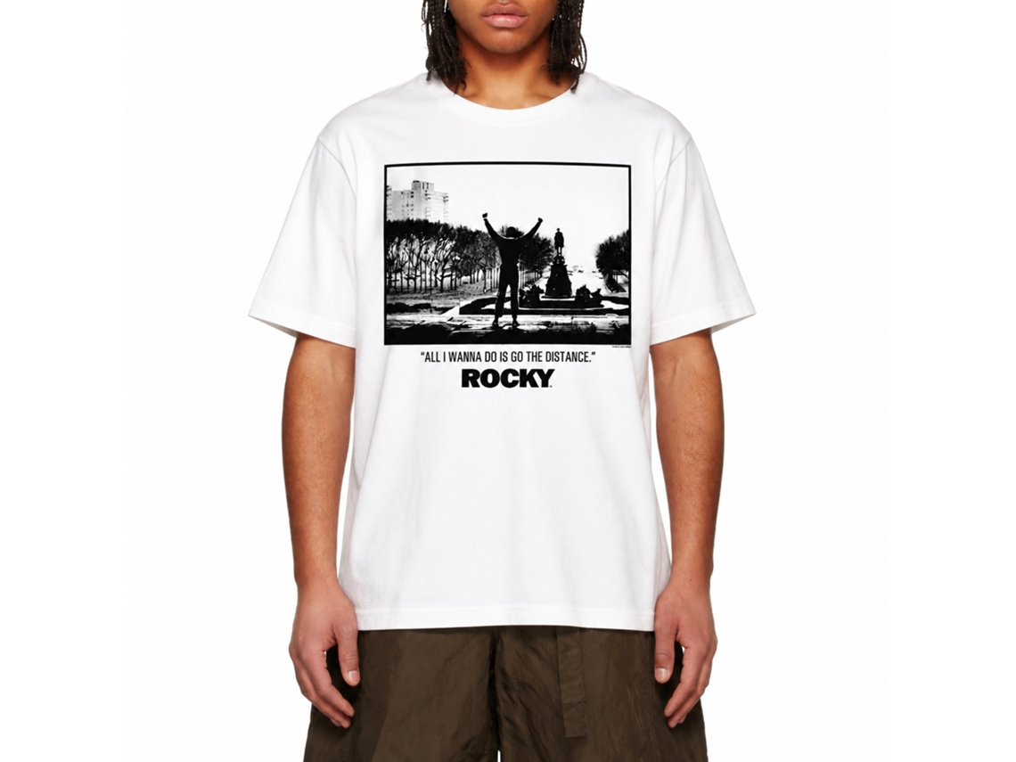 Rockinstone Rocky Movie Go The Distance White Adult T-shirt Size:xxl