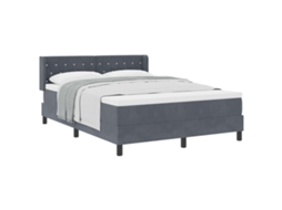 Cama Box com Cabeceira Manual Cinza Escuro 200x140cm Veludo MAISON EXCLUSIVE