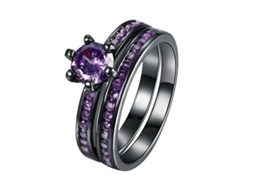 Anillos Apilables 2pc Promesa Regalo Morado Número Yzy S/MARCA