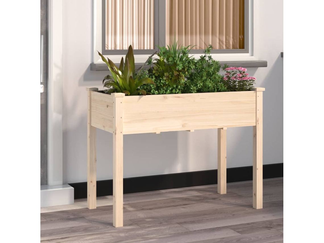 Vidaxl Vaso/floreira C/ Forro 118x59x76 Cm Madeira De Abeto Maciça