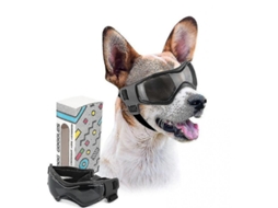 Rebe-óculos para Cães de Raça Pequena, Lentes Curvas com Proteção UV, Ajustáveis e Confortáveis Preto