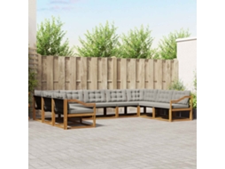 Vidaxl Conjunto De Sofás Para Exterior 9 Unid. Cinza Natural E Claro