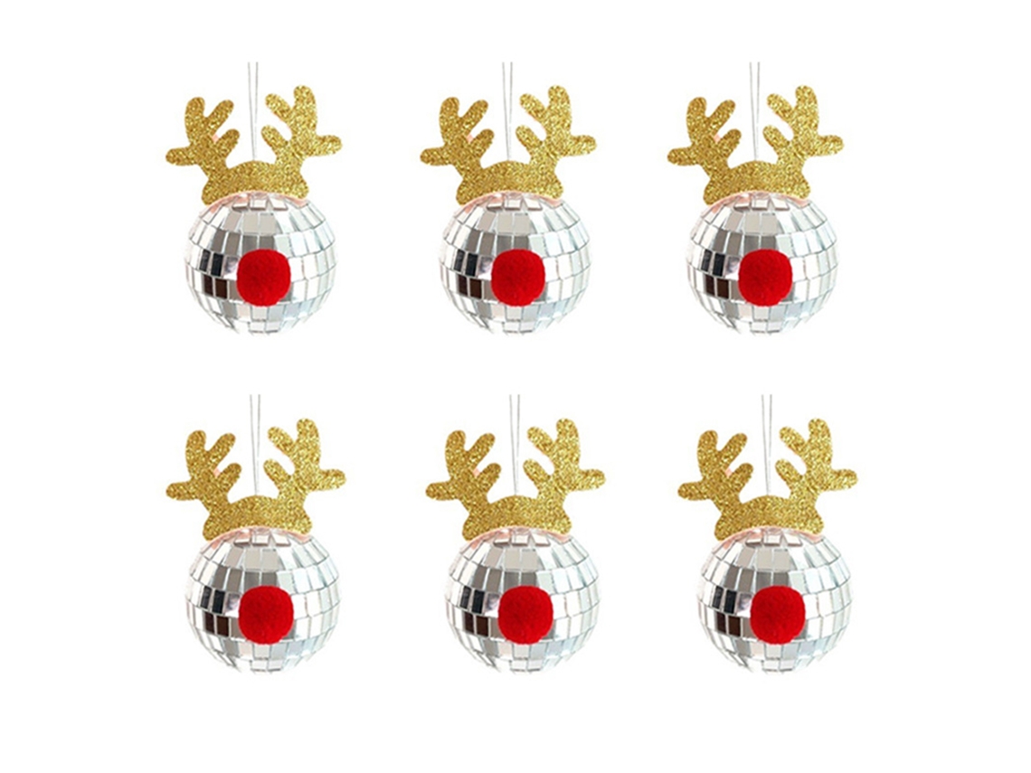 Enfeites De Bola De Natal (pacote Com 6, Espelho De Discoteca) Eoocoo