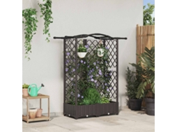 Vidaxl Cama Elevada Com Treliça E Telhado Castanho 124 X 40 X 123 Cm