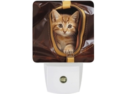 Luminária Noturna De Tomada Com Bolsa Zíper Gatos, Luz Noturna Led Com Sensor De Movimento, Luz Branca Quente Suave