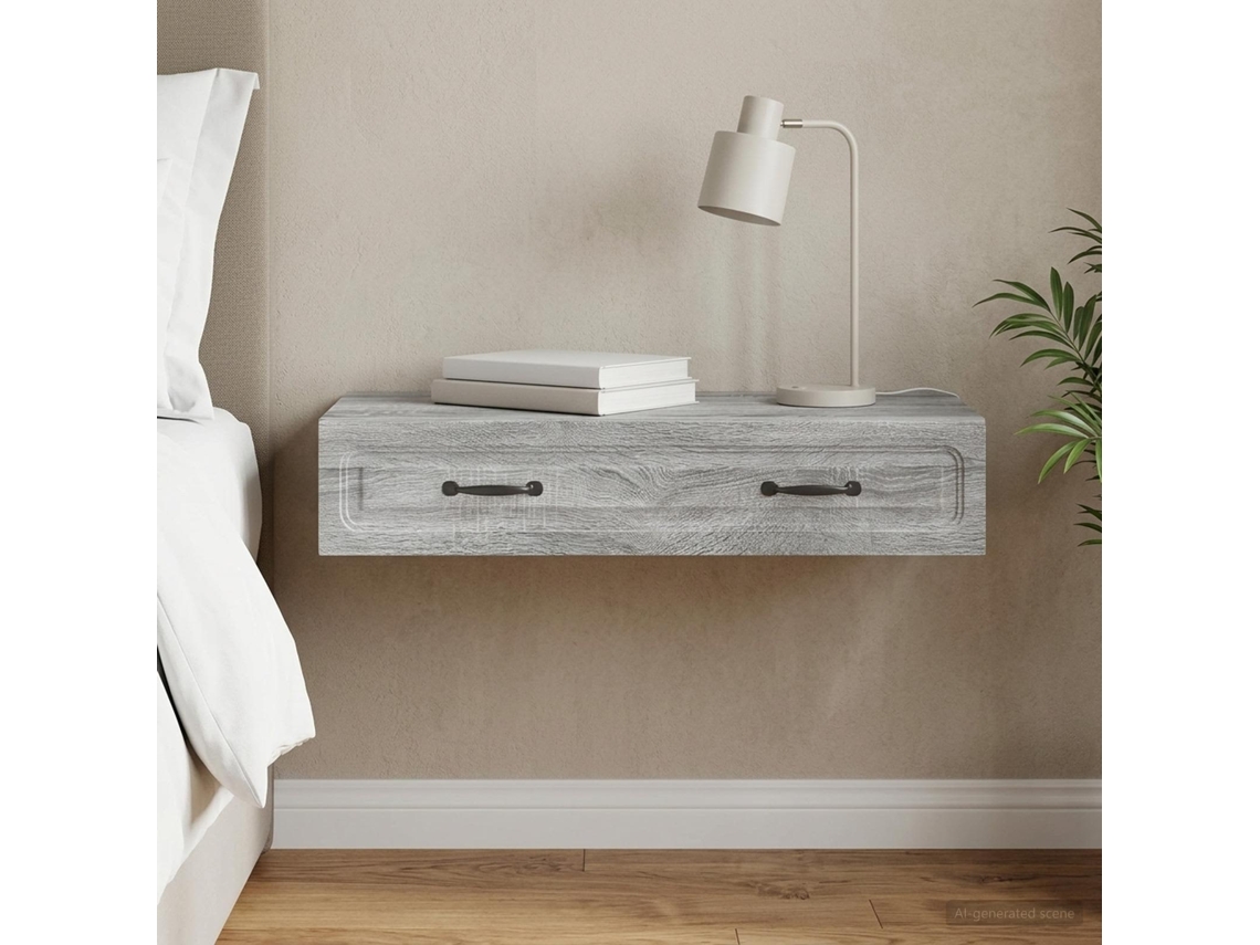 Vidaxl Mesa Lateral De Parede Sonoma Cinzento 87,5 X 34,5 X 17 Cm