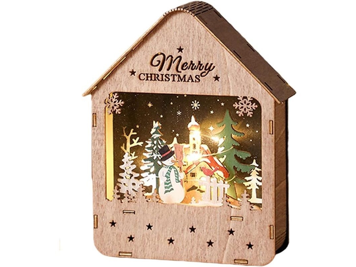 Luz Noturna de Natal com Led de Madeira Decorativo | S/MARCA