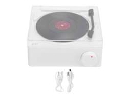 Toca discos Bluetooth Fofo com Alarme Branco Portátil