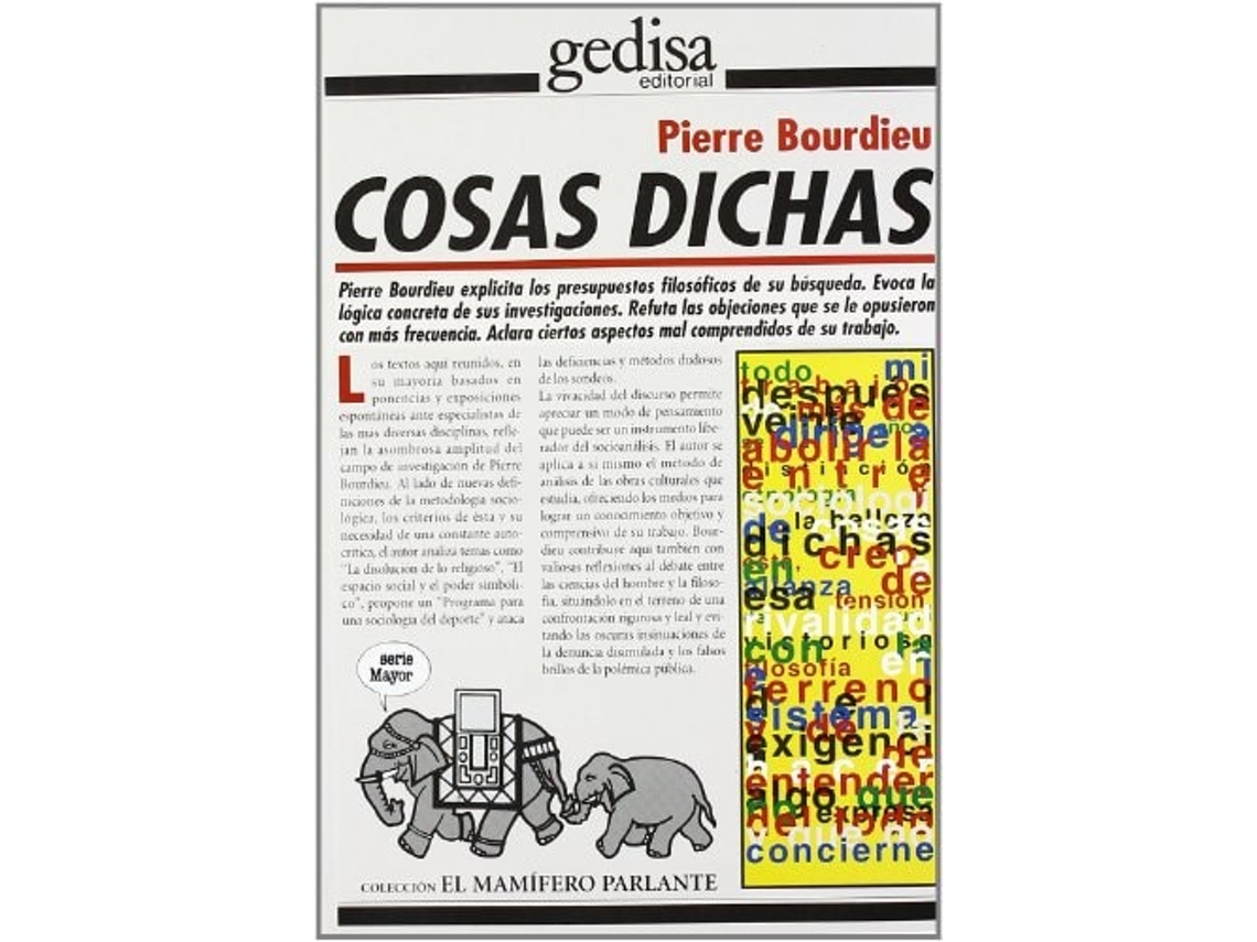 Livro Cosas Dichas Da Editorial Gedisa Editorial De Pierre Bordieu (espanhol)