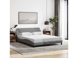 Vidaxl Estrutura De Cama Dover 152x203 Cm Tecido Cinzento-claro