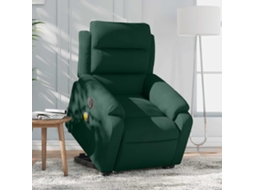 Vidaxl Poltrona Massagens Elevatória Elétrica Veludo Verde-escuro