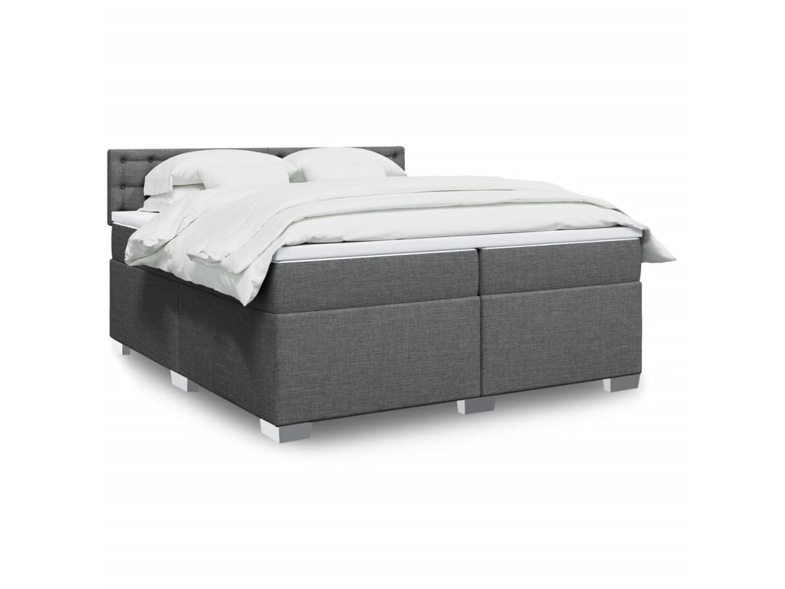 Vidaxl Cama Com Molas/colchão 200x200 Cm Tecido Cinzento-escuro