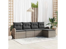 Vidaxl Conjunto De Sofás 5 Unid. Cinzeto Vime Pe
