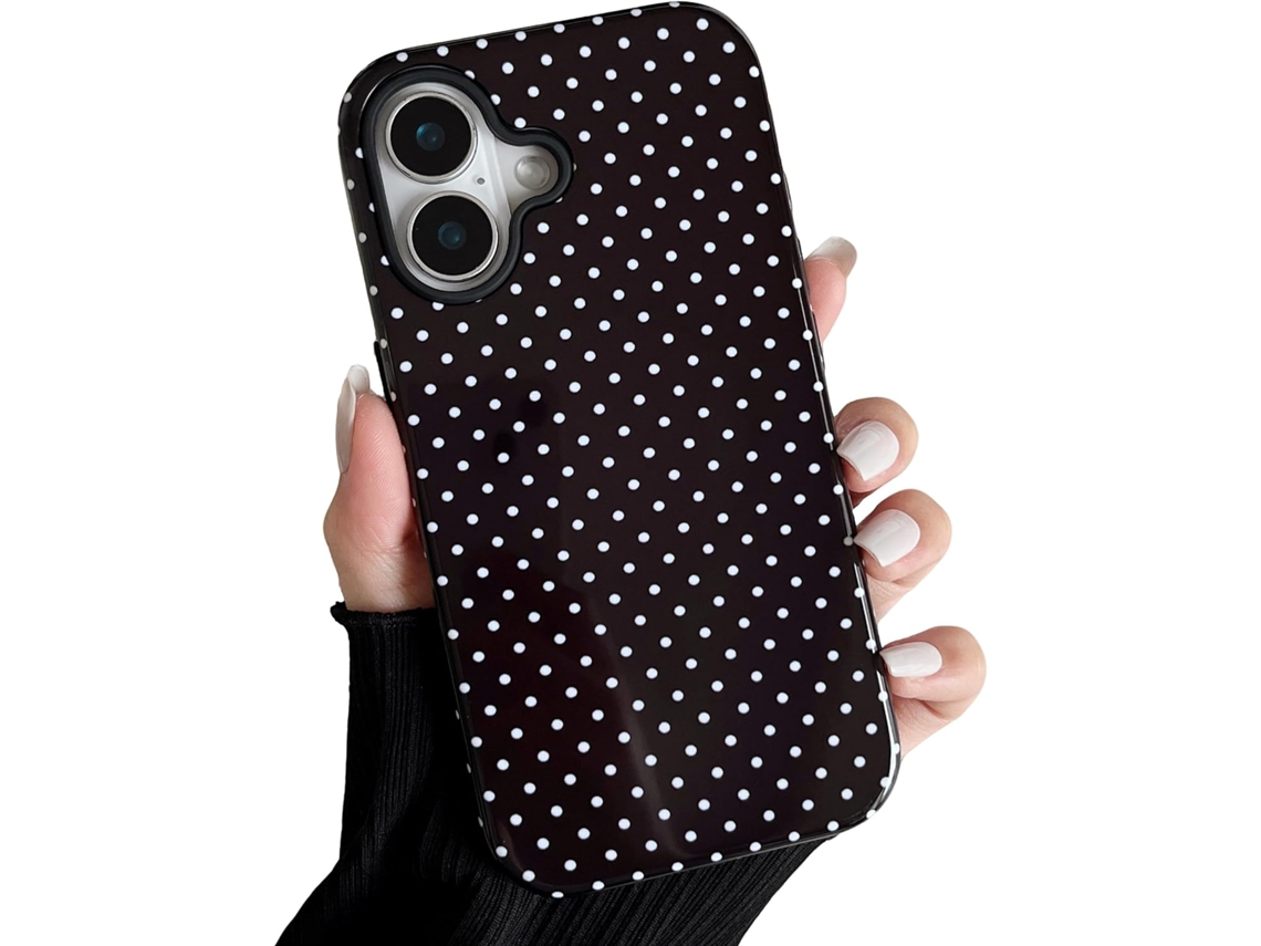 Capa Para Iphone 17 Com Estampa De Bolinhas, Estilo Fofo, Para Meninas E Mulheres. Capa Protetora Rígida Em Pc Tpu Macio Para Iphone 17 - Preta.