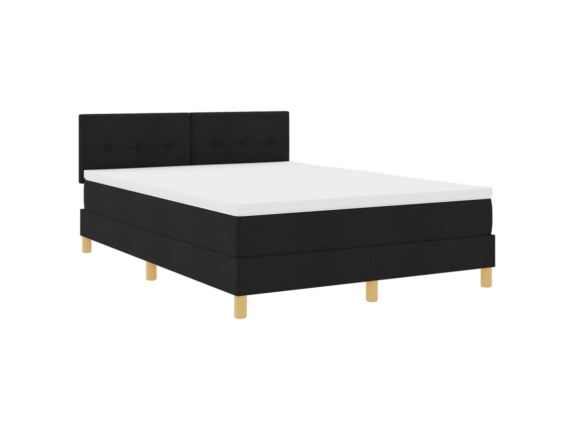 Conjunto 1 Cama Box Vidaxl Preto Tecido (160 X 200 Cm)